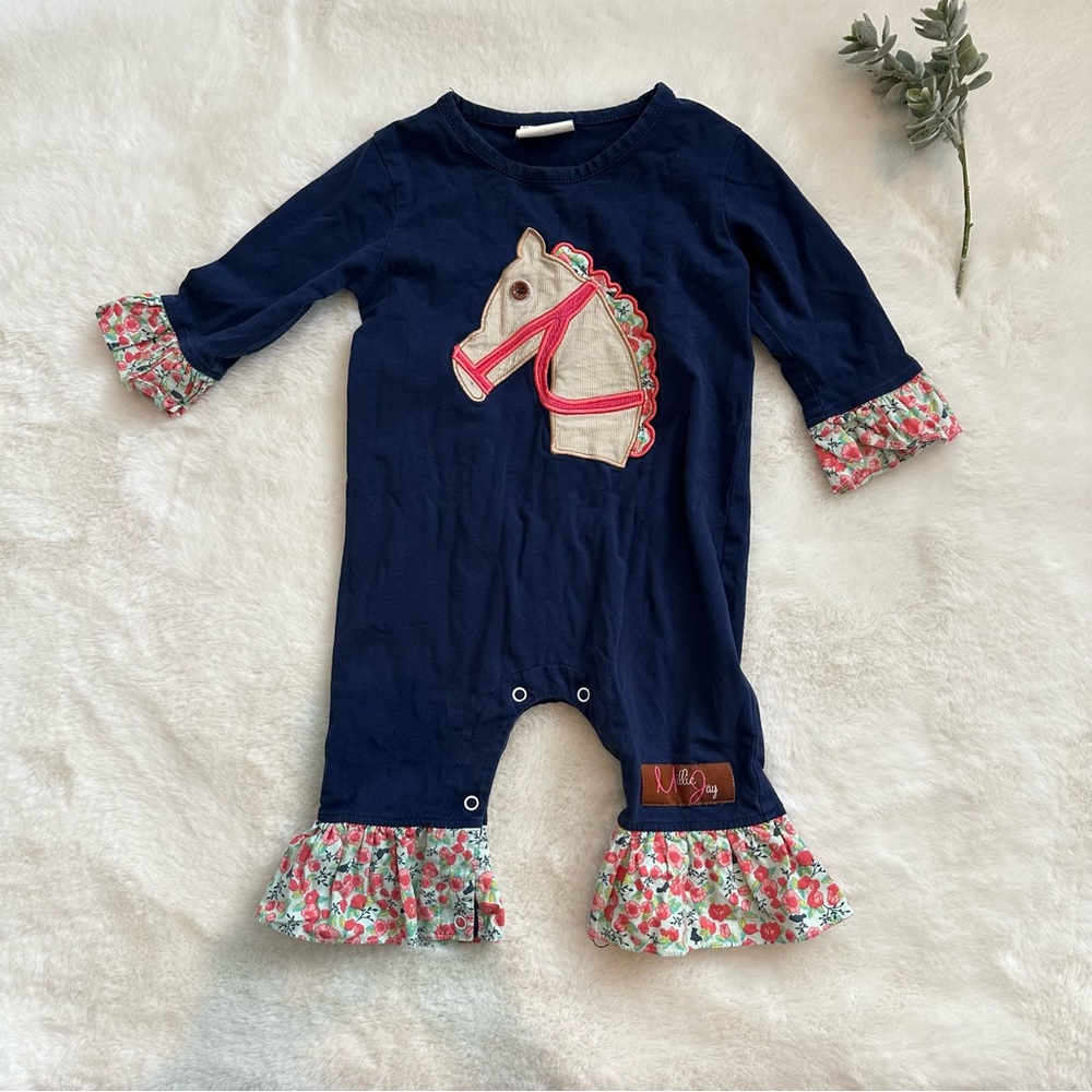 Millie Jay | GUC - Horse Appliqué Ruffle Romper - Size 6 Months
